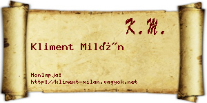 Kliment Milán névjegykártya