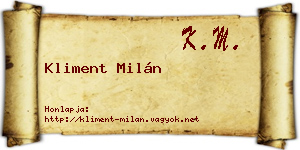 Kliment Milán névjegykártya